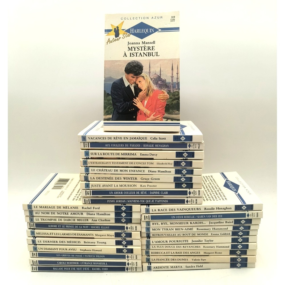 Lot 30 Harlequin Azur French Romance Books Vintage 1990s Collection Romans